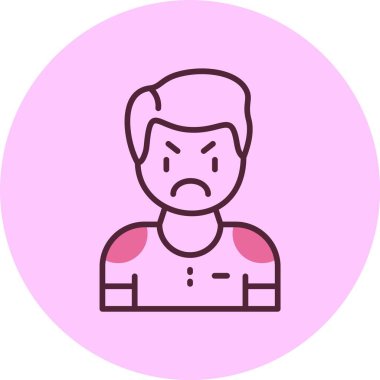 Pembe arka planda içerleyen adam simgesi, vektör illüstrasyonu 