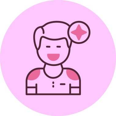 Pembe arka planda nostalji erkek simgesi, vektör illüstrasyonu 