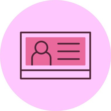  Pembe arkaplanda ofis kimliği simgesi, vektör illüstrasyonu 