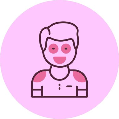 Pembe arka planda tutkulu adam simgesi, vektör illüstrasyonu 