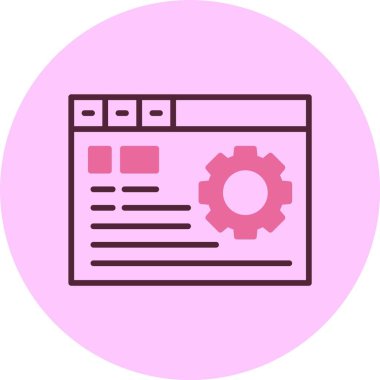 Pembe arkaplanda SEO simgesi, vektör illüstrasyonu 