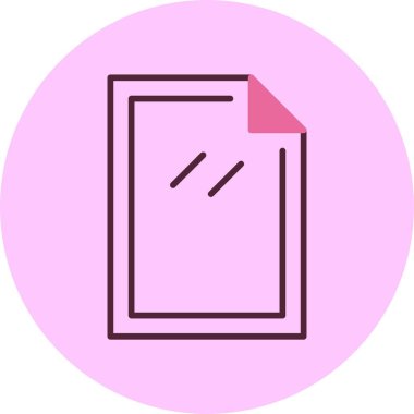 Pembe arkaplanda kağıt simgesi, vektör illüstrasyonu 