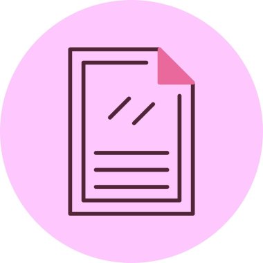 Pembe arkaplan ve köşe katlı belge simgesi