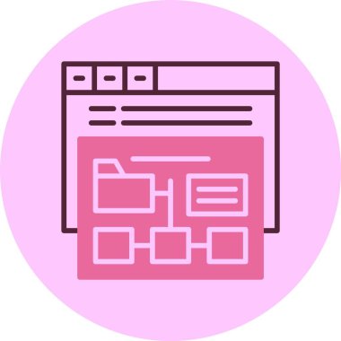 Pembe arkaplanda web sitesi yapısını gösteren diyagram