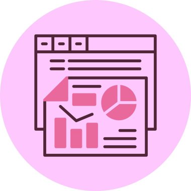 Veri analiz ve grafiklerini gösteren pembe simge