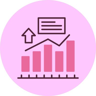 Çubuk grafiğini gösteren pembe simge ve yukarı doğru ok