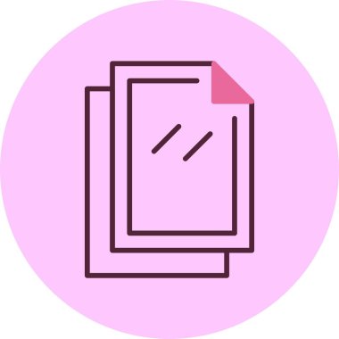 Pembe arkaplanda üst üste binen iki belge gösteren simge