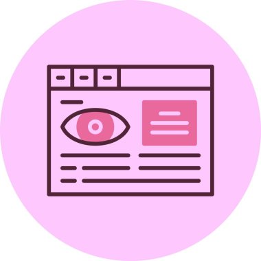 Pembe arkaplanda göz sembolü olan web sayfası simgesi