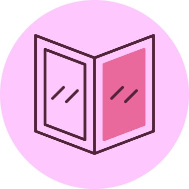 Dairesel arkaplanda pembe broşür simgesi