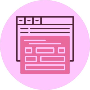 Tarayıcı pencereli pembe web tasarım simgesi