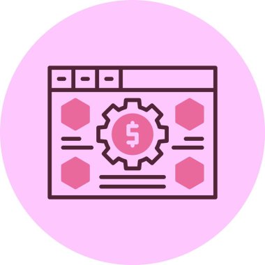 Dolar sembollü web sayfasını gösteren pembe simge