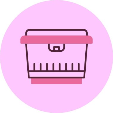 Dairesel arkaplanda pembe depolama kutusu simgesi