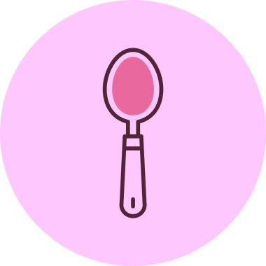 Açık pembe arkaplanda pembe kaşık simgesi