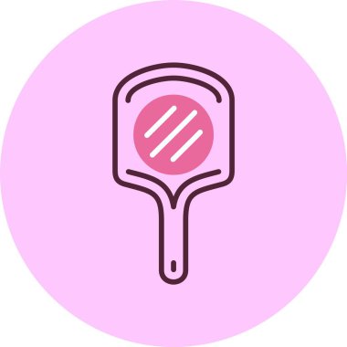 Pembe dairesel arkaplanda el aynası simgesi