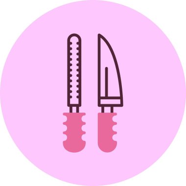 Pembe arka planda bıçak ve rende tasviri