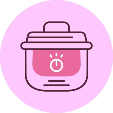 Çember arkaplanda pembe elektrikli düdüklü tencere simgesi