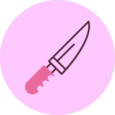 Pastel arka planda pembe saplı bıçak simgesi