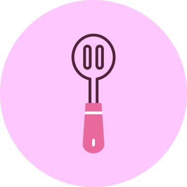 Açık pembe arkaplanda pembe spatula simgesi