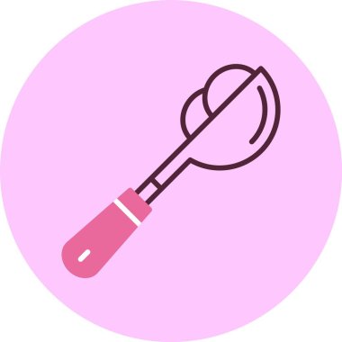 Dairesel arkaplanda pembe dondurma kepçesi çizimi