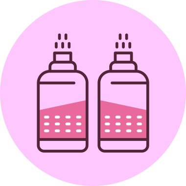 Pembe arka planda iki sprey şişesi simgesi