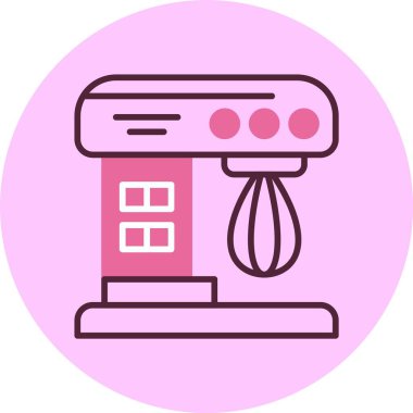 Fırça eklentili pembe mutfak karıştırıcı simgesi