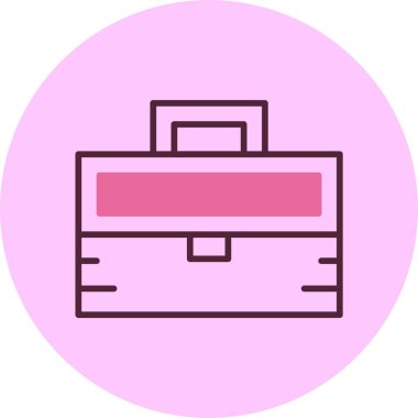 Dairesel arkaplanda pembe evrak çantası simgesi