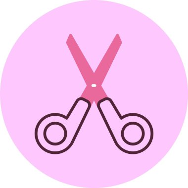 Açık pembe arkaplanda pembe makas simgesi