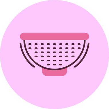 Açık pembe arkaplanda pembe süzgeç simgesi