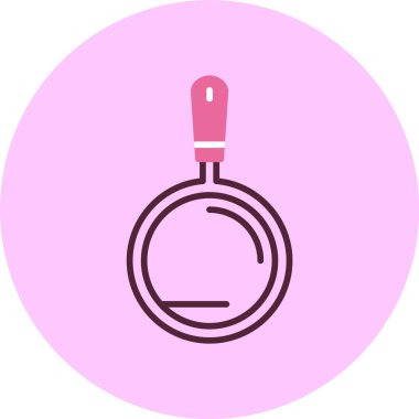 Dairesel arkaplanda pembe kızartma tavası simgesi