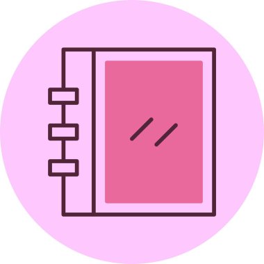 Pembe arkaplanda defter simgesi, vektör illüstrasyonu 