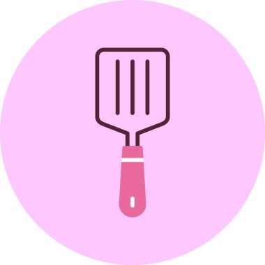 Pembe arkaplanda Spatula simgesi, vektör illüstrasyonu 