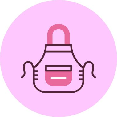 Pembe arkaplanda önlük simgesi, vektör illüstrasyonu 