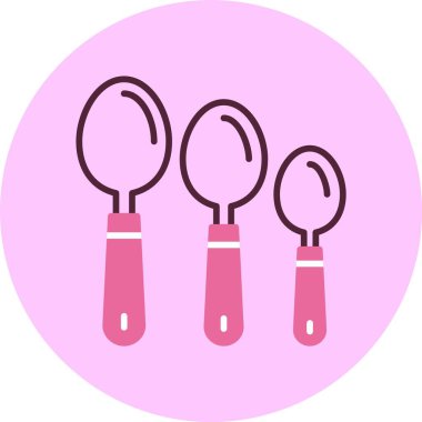 Pembe arkaplanda kaşık simgesi ölçülüyor, vektör illüstrasyonu 