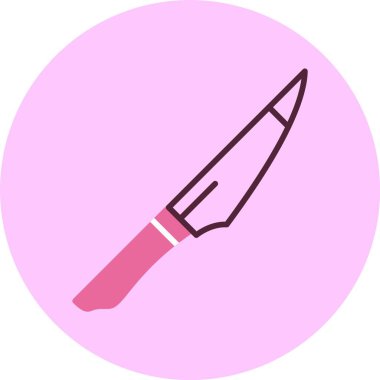 Pembe arkaplanda kemik bıçağı simgesi, vektör illüstrasyonu 