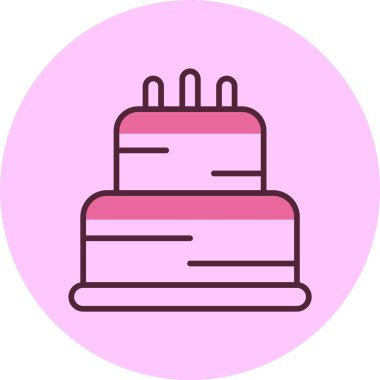 Pembe arkaplanda pasta simgesi, vektör illüstrasyonu 