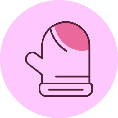 Pembe arkaplanda fırın eldiveni simgesi, vektör illüstrasyonu 