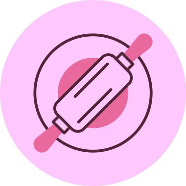 Pembe arkaplanda yuvarlanan pin simgesi, vektör illüstrasyonu 