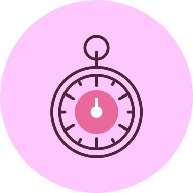 Pembe arkaplanda zamanlayıcı simgesi, vektör illüstrasyonu 