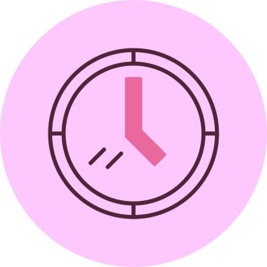 Pembe arkaplanda saat simgesi, vektör illüstrasyonu 