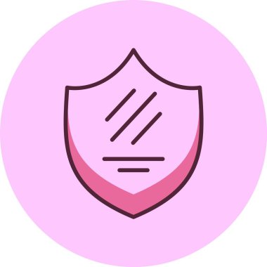 Pembe arkaplanda kalkan simgesi, vektör illüstrasyonu 