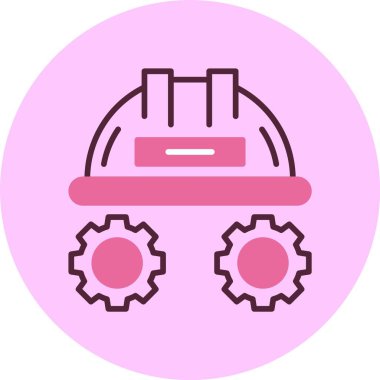 Pembe arka planda iş simgesinde güvenlik, vektör illüstrasyonu  