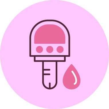 Pembe arkaplanda glukometre simgesi, vektör illüstrasyonu 