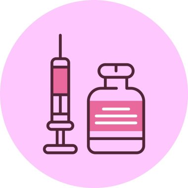 Pembe arkaplanda aşı simgesi, vektör illüstrasyonu 