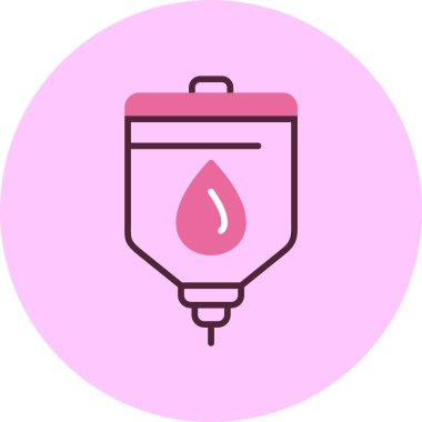 Pembe arkaplanda kan torbası simgesi, vektör illüstrasyonu 