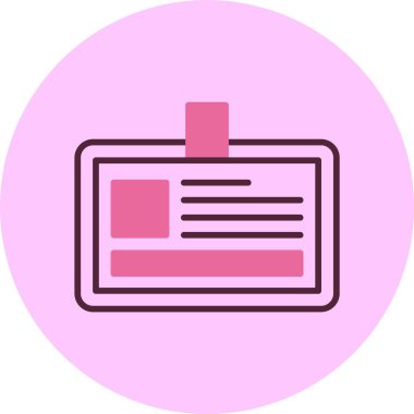 Pembe arkaplanda kimlik kartı simgesi, vektör illüstrasyonu 