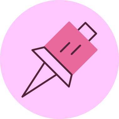 Pembe arkaplanda Pin simgesi, vektör illüstrasyonu 