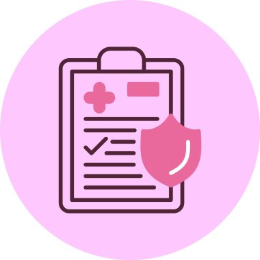 Pembe arka planda sağlık sigortası simgesi, vektör illüstrasyonu 