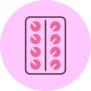 Pembe arka planda hap simgesi, vektör illüstrasyonu 