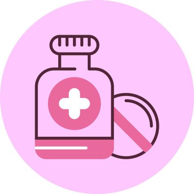 Pembe arkaplanda tıp simgesi, vektör illüstrasyonu 