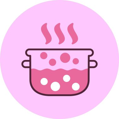 Pembe arkaplanda su kaynama simgesi, vektör illüstrasyonu 